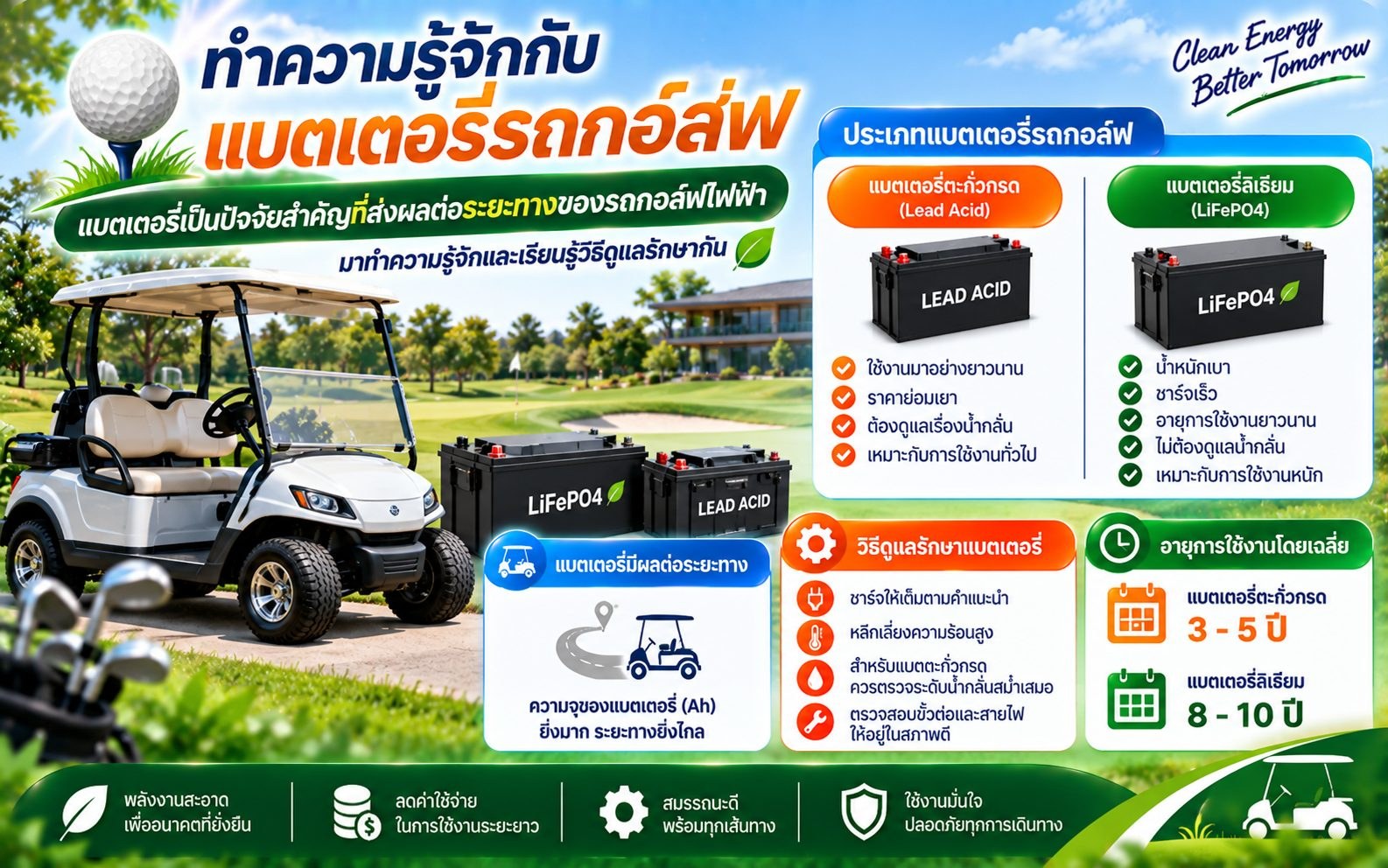 ทำความรู้จักกับแบตเตอรี่รถกอล์ฟ