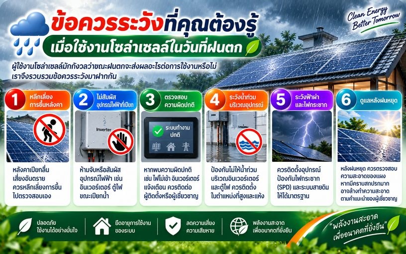 ข้อควรระวังที่คุณต้องรู้ เมื่อใช้งานโซล่าเซลล์ในวันที่ฝนตก