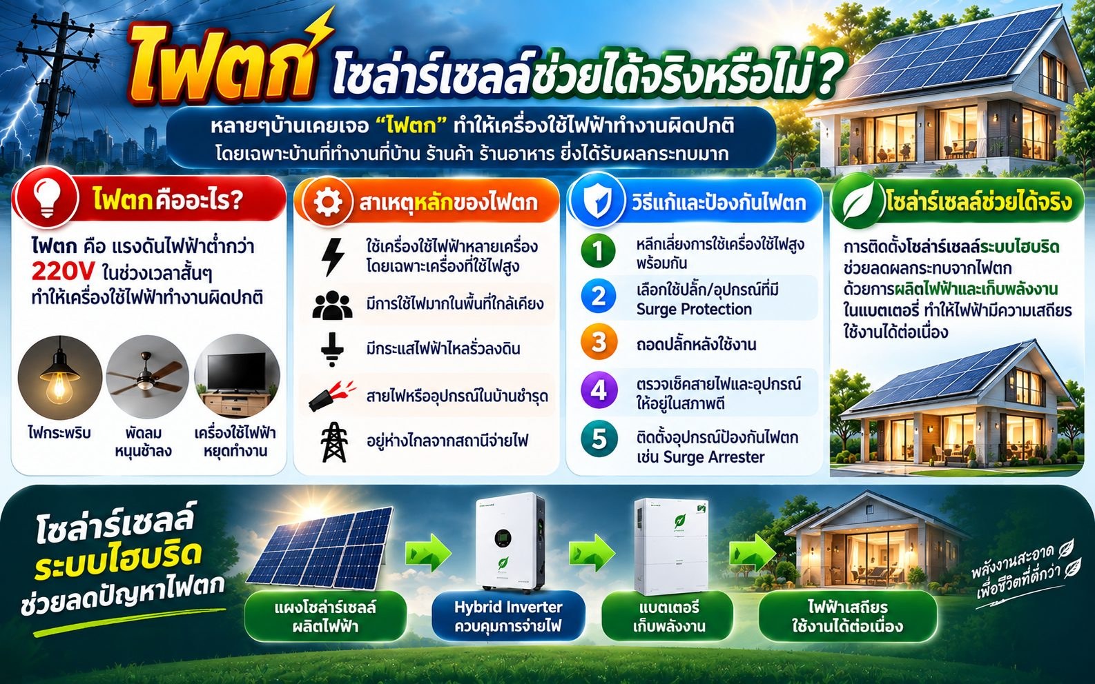 ไฟตก โซล่าร์เซลล์ช่วยได้จริงหรือไม่?