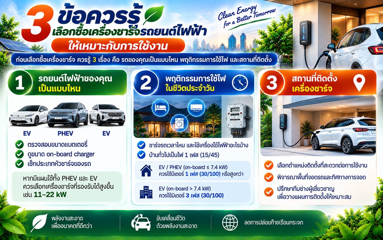 3 ข้อควรรู้ เลือกซื้อเครื่องชาร์จรถยนต์ไฟฟ้าให้เหมาะกับการใช้งาน