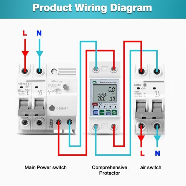 SMART CIRCUIT BREAKER มิเตอร์วัดพลังงาน ตัดวงจร ตรวจสอบแรงดันไฟฟ้ากระแสสลับ มี WIFI ดูค่าผ่านแอพได้ - Image 5