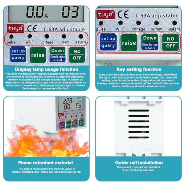 SMART CIRCUIT BREAKER มิเตอร์วัดพลังงาน ตัดวงจร ตรวจสอบแรงดันไฟฟ้ากระแสสลับ มี WIFI ดูค่าผ่านแอพได้ - Image 8