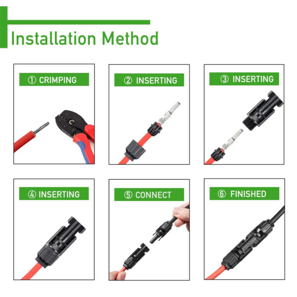 MC4 connector 30A 1000V อุปกรณ์เชื่อมต่อไฟฟ้า ใช้สำหรับเชื่อมสายไฟของแผงโซล่าเซลล์ - Image 6