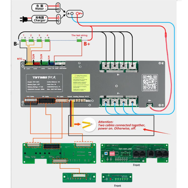 SMART BMS TDT-1001 16S 200A 3A LFP WITH 4.3 TOUCH SCREEN - Image 4